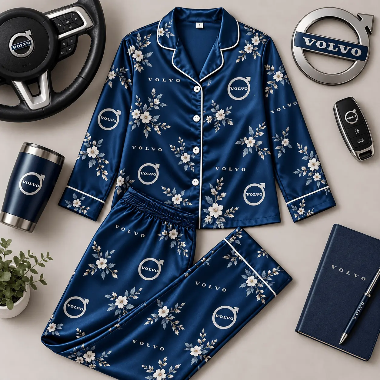 Volvo | Floral Satin Pajama Set