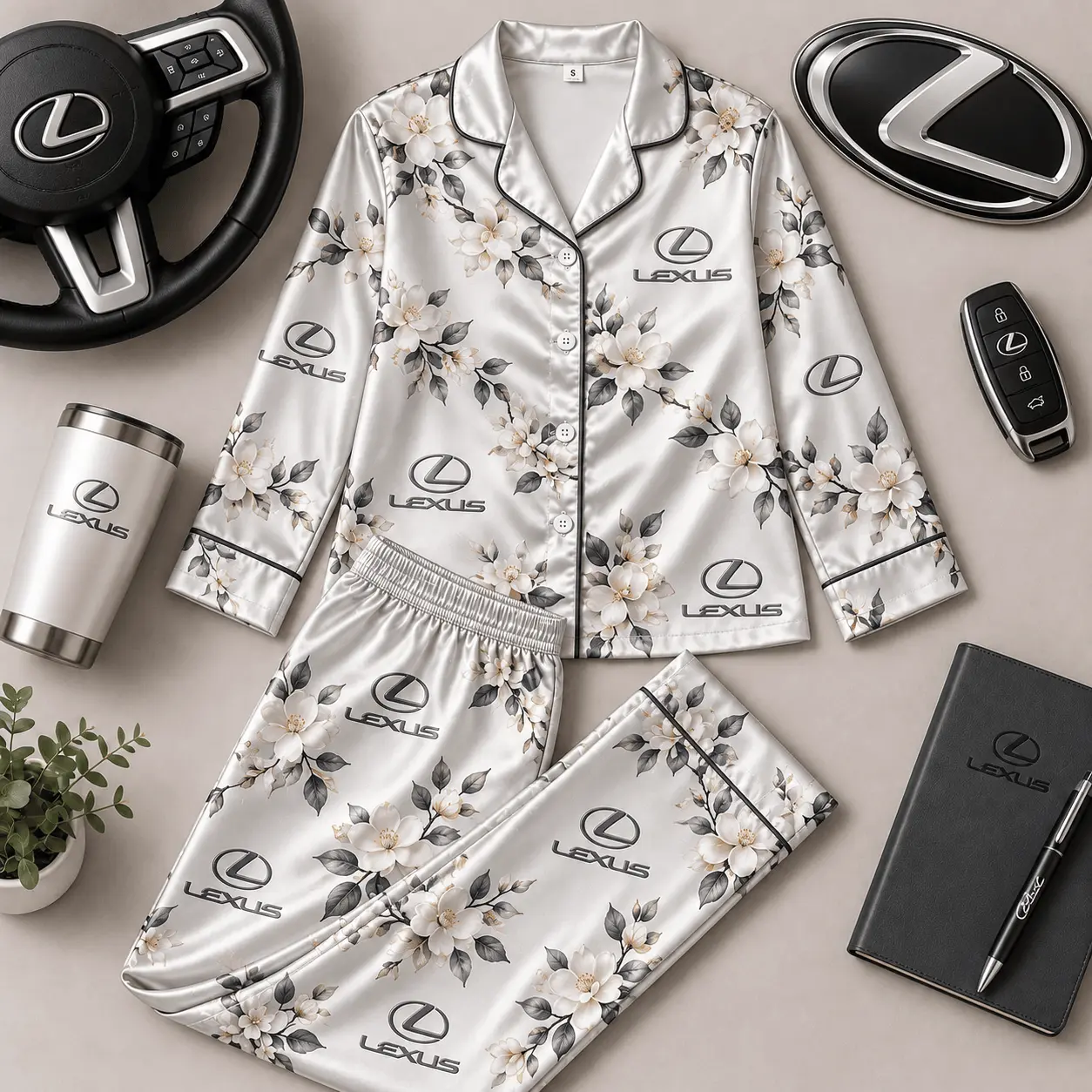 Lexus | Floral Satin Pajama Set