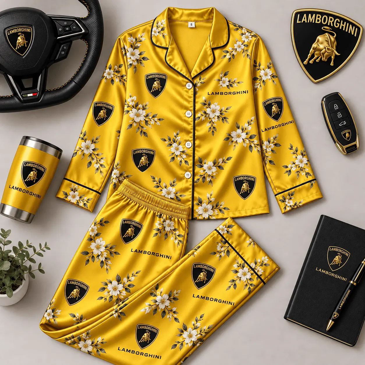 Lamborghini | Floral Satin Pajama Set