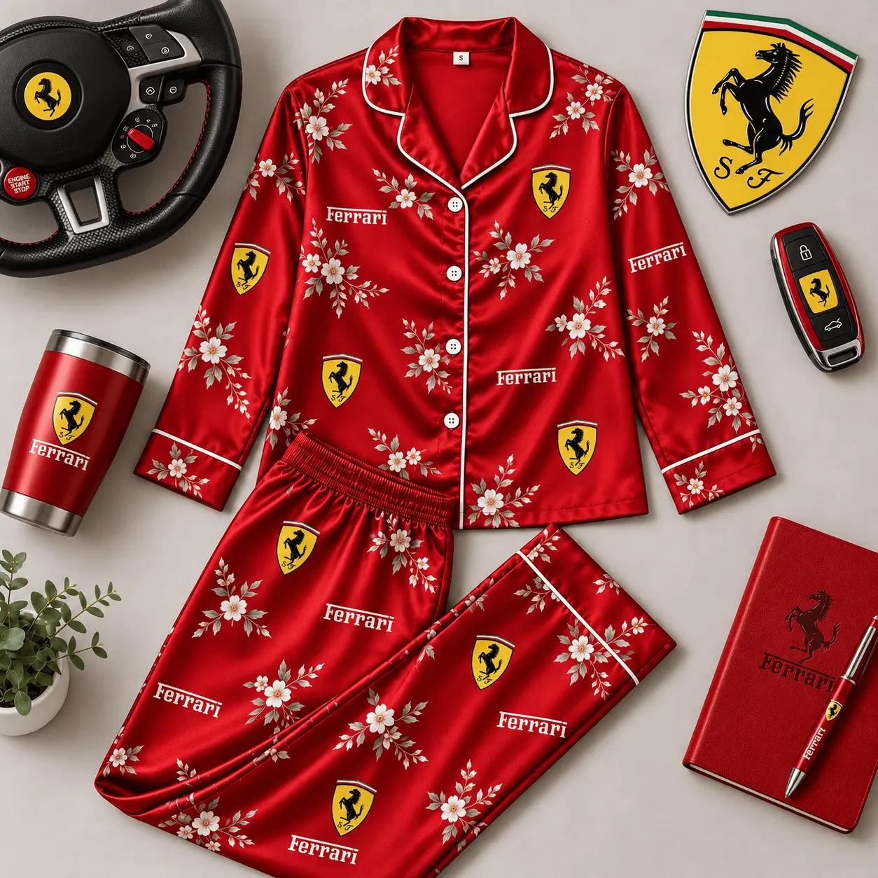 Ferrari | Floral Satin Pajama Set