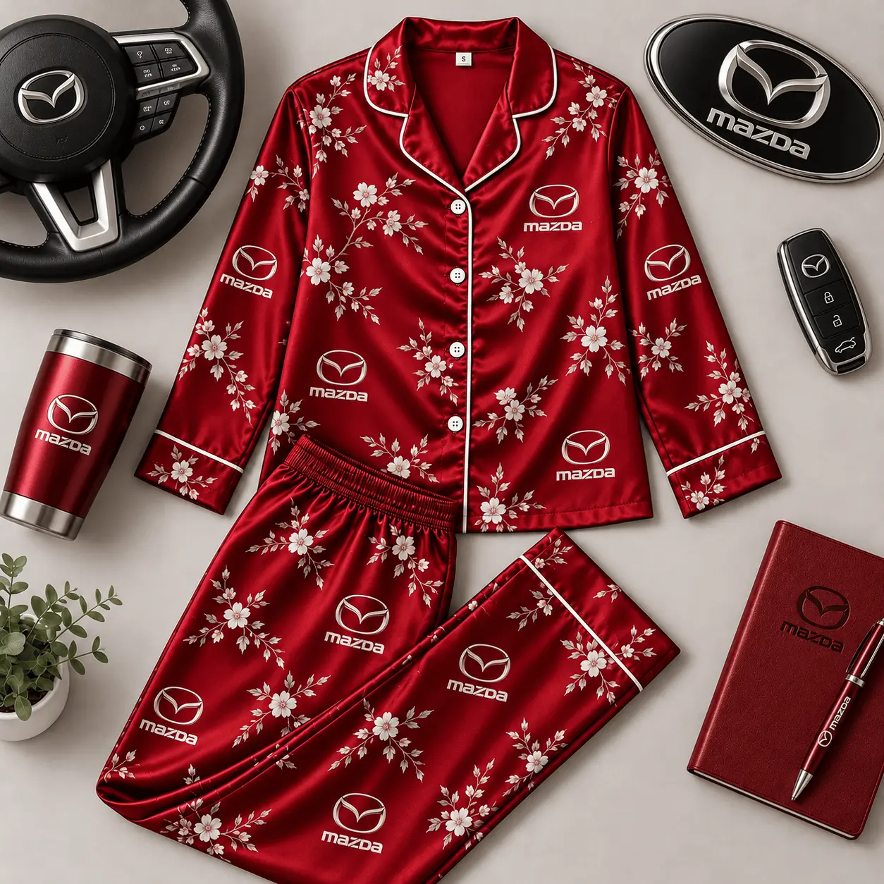 Mazda | Floral Satin Pajama Set