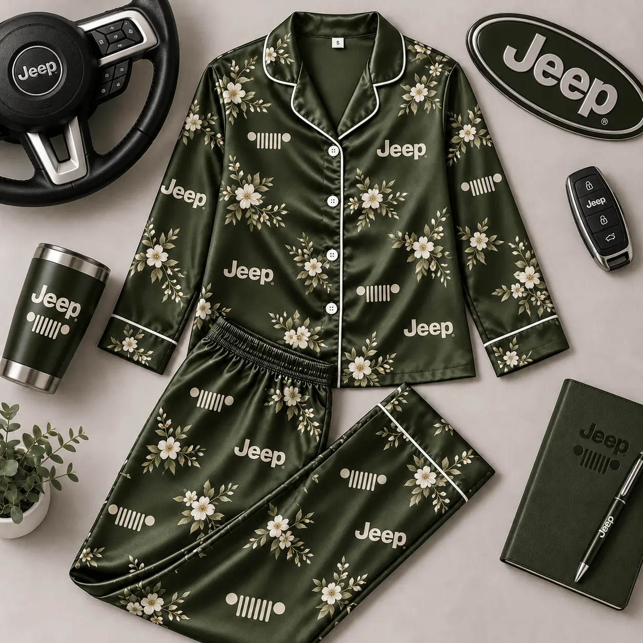 Jeep | Floral Satin Pajama Set