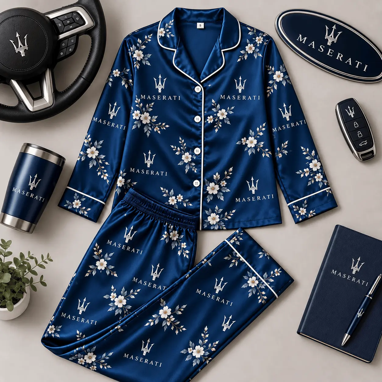 Maserati | Floral Satin Pajama Set