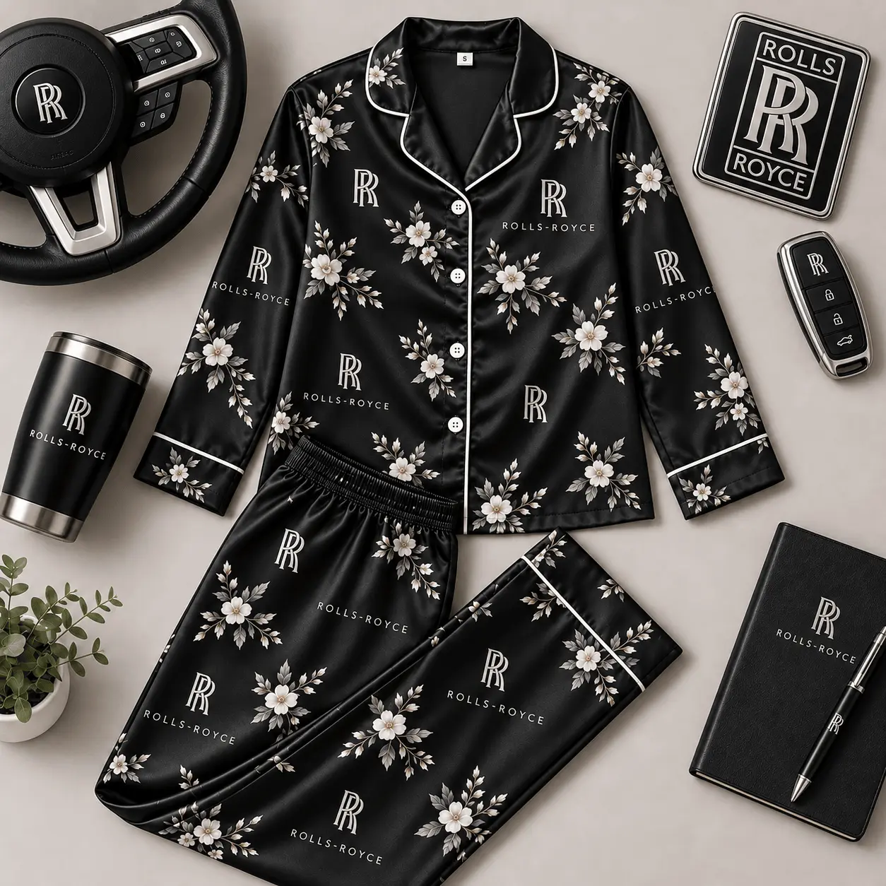 Rolls-Royce | Floral Satin Pajama Set