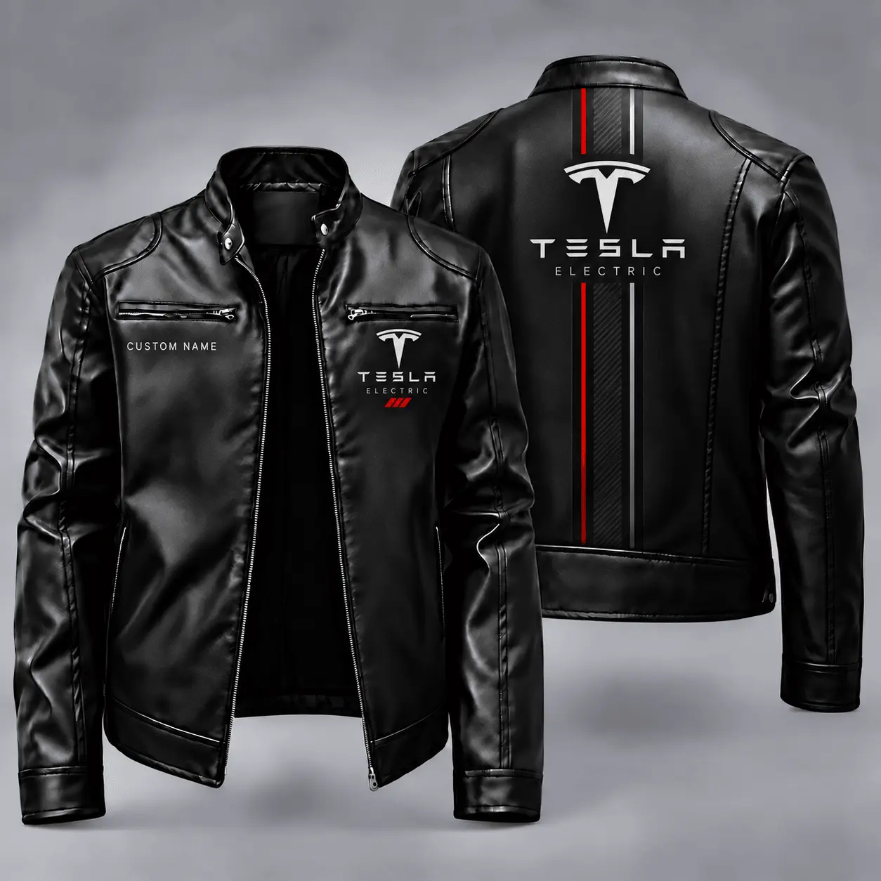 Tesla | Automotive Heritage Racing Stripe Biker Jacket