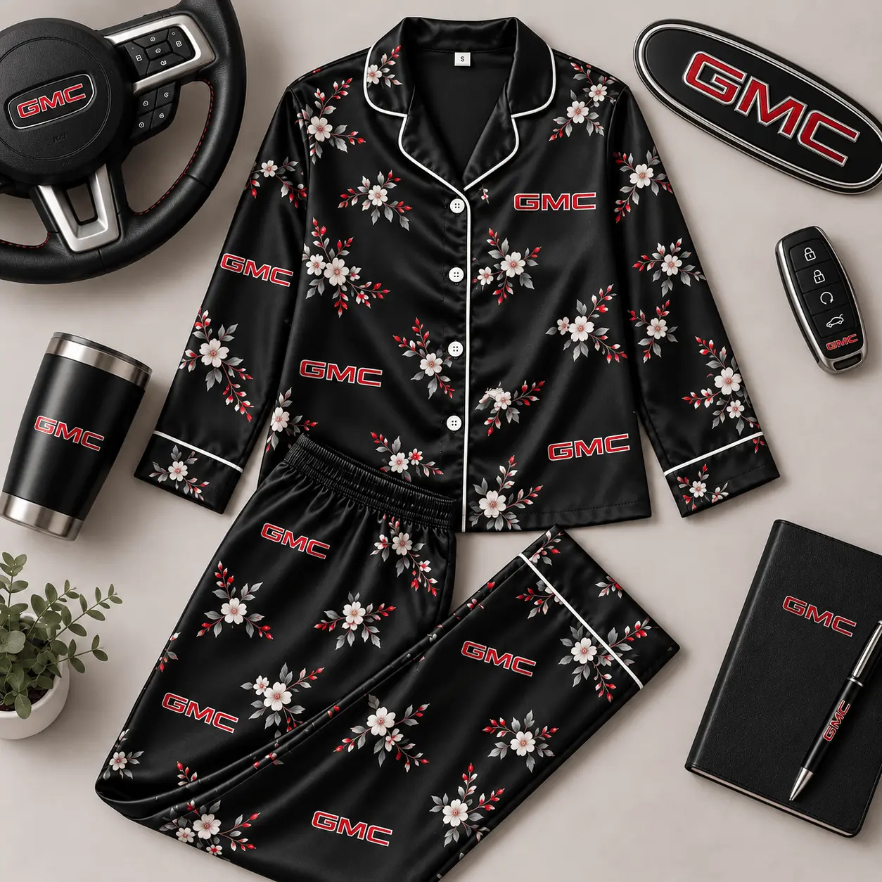 GMC | Floral Satin Pajama Set