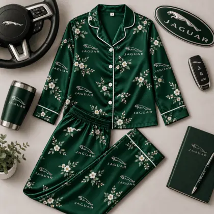 Jaguar | Floral Satin Pajama Set