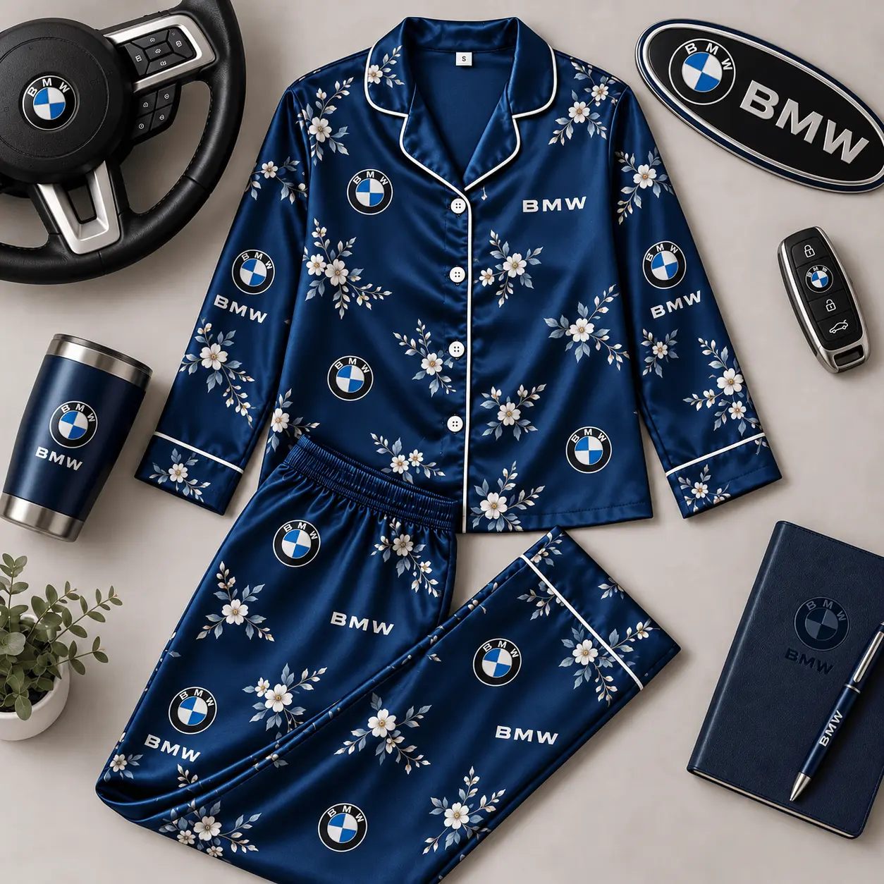 BMW | Floral Satin Pajama Set
