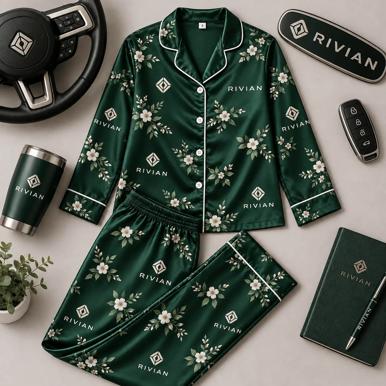 Rivian | Floral Satin Pajama Set