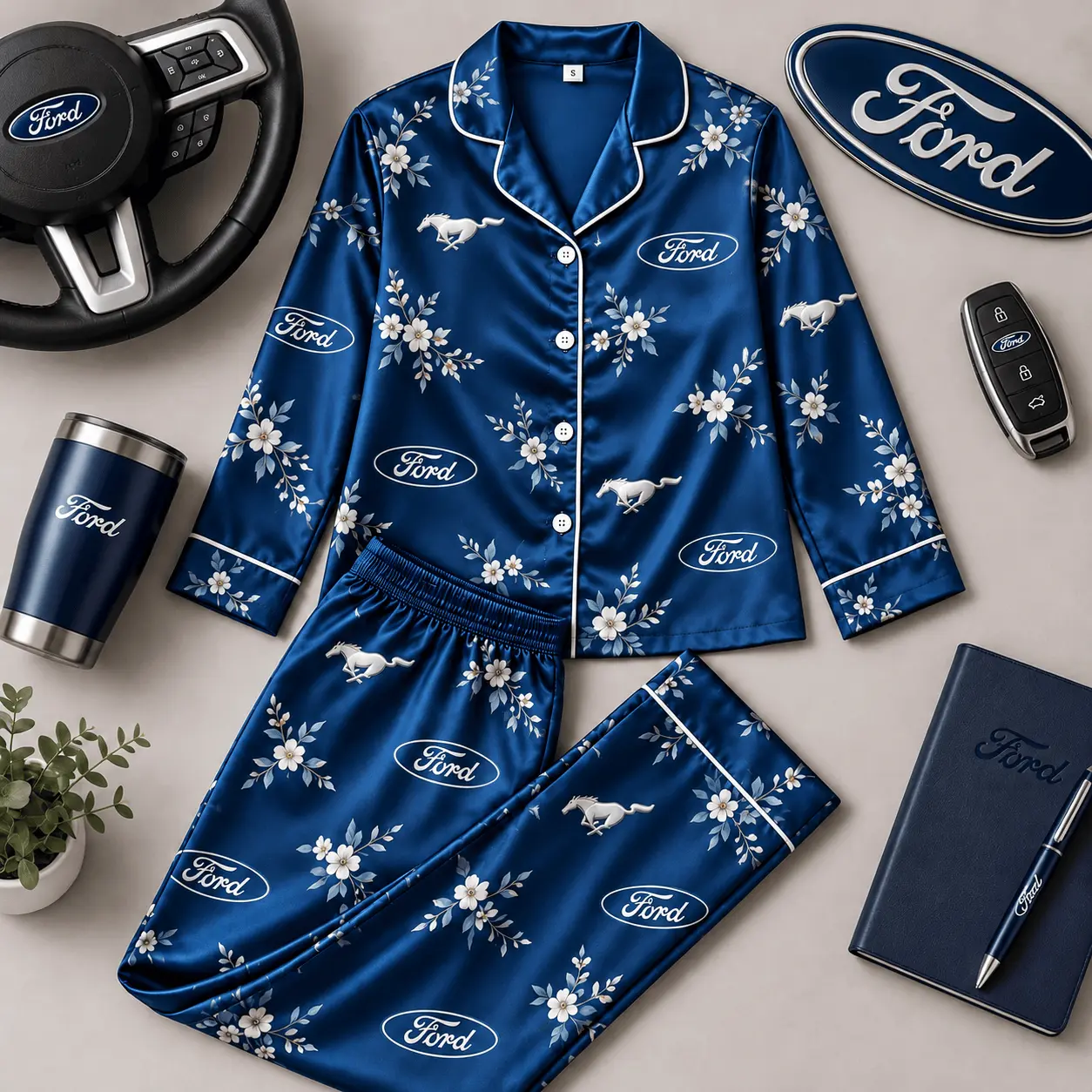 Ford | Floral Satin Pajama Set