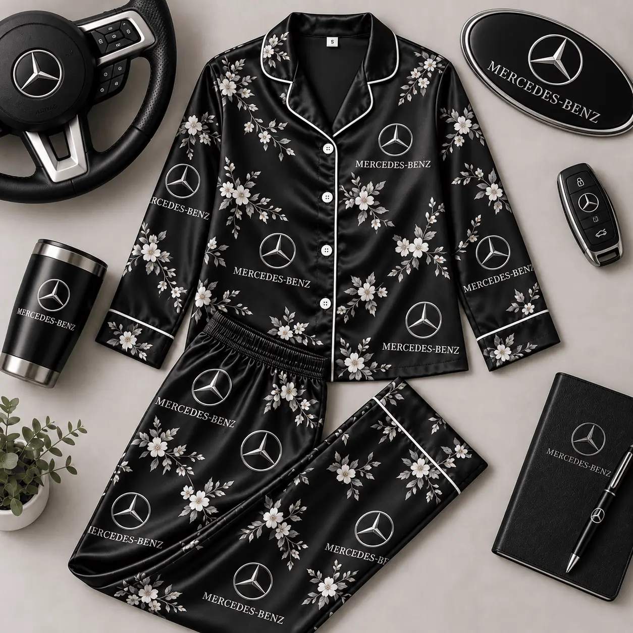 Mercedes-Benz | Floral Satin Pajama Set