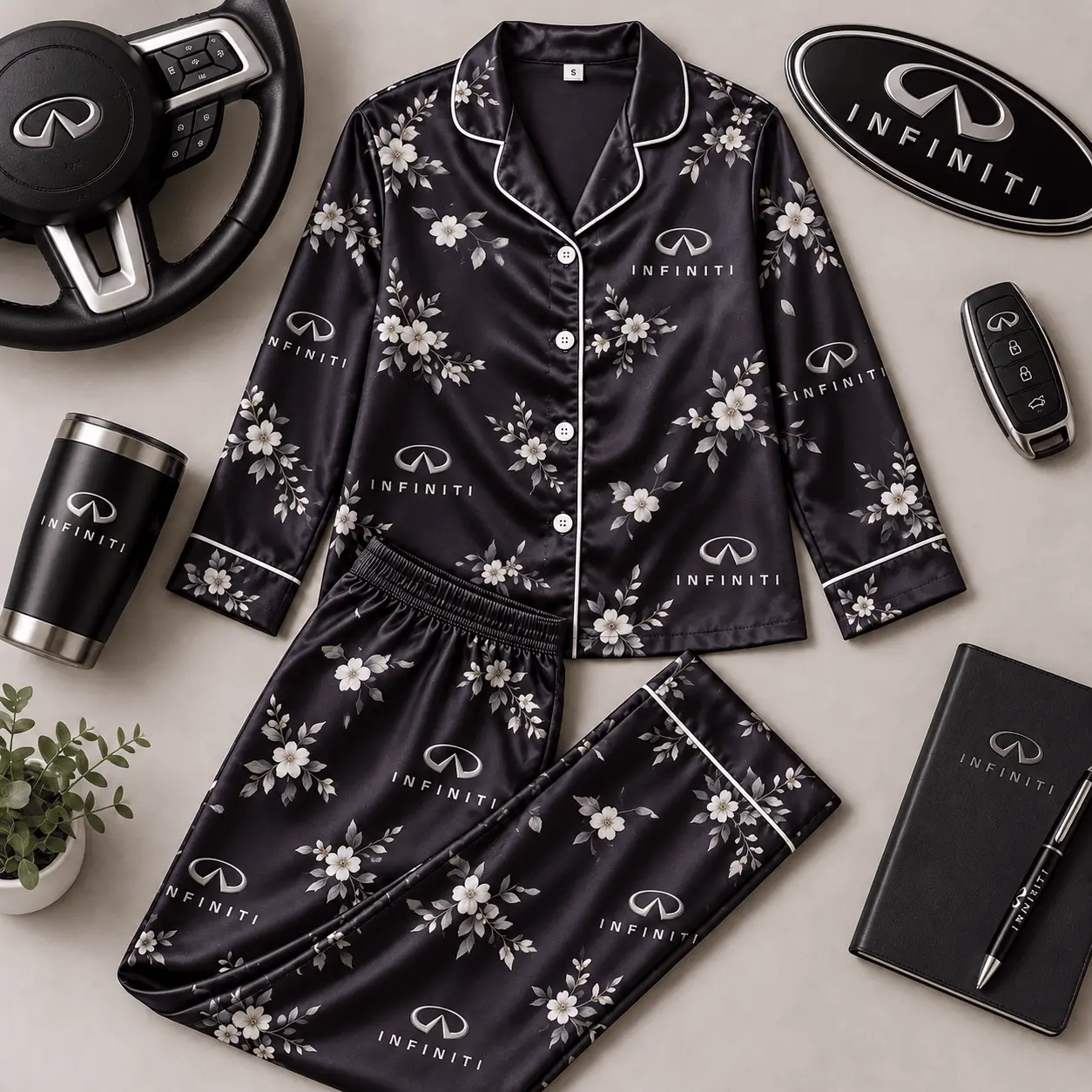 Infiniti | Floral Satin Pajama Set