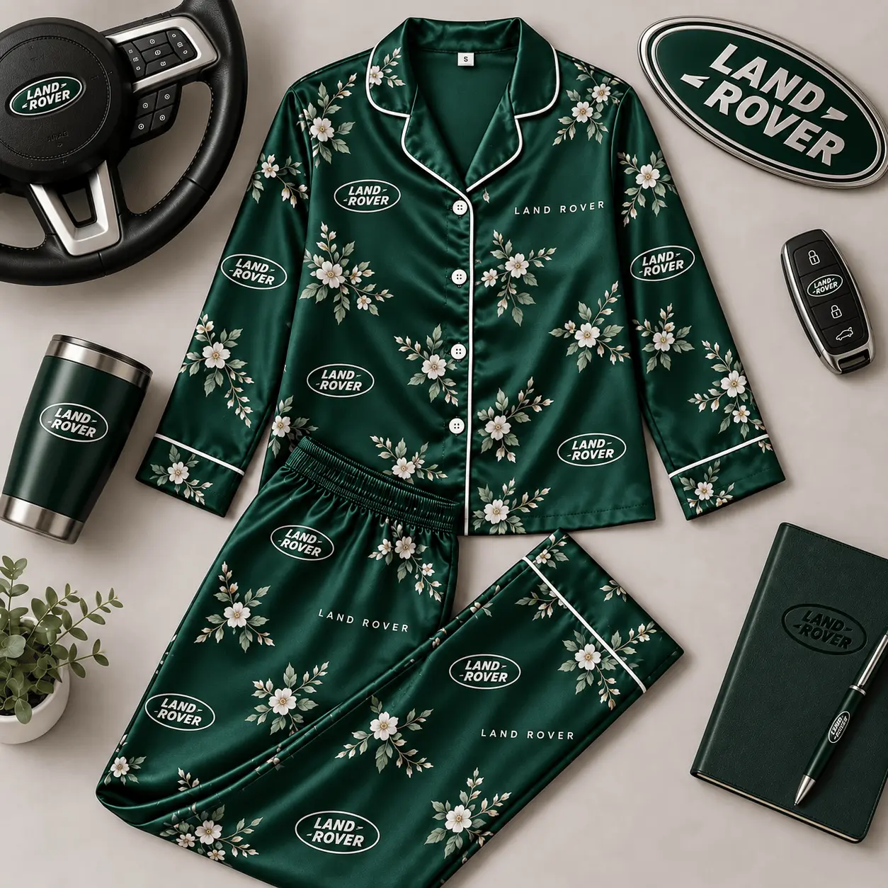 Land Rover | Floral Satin Pajama Set