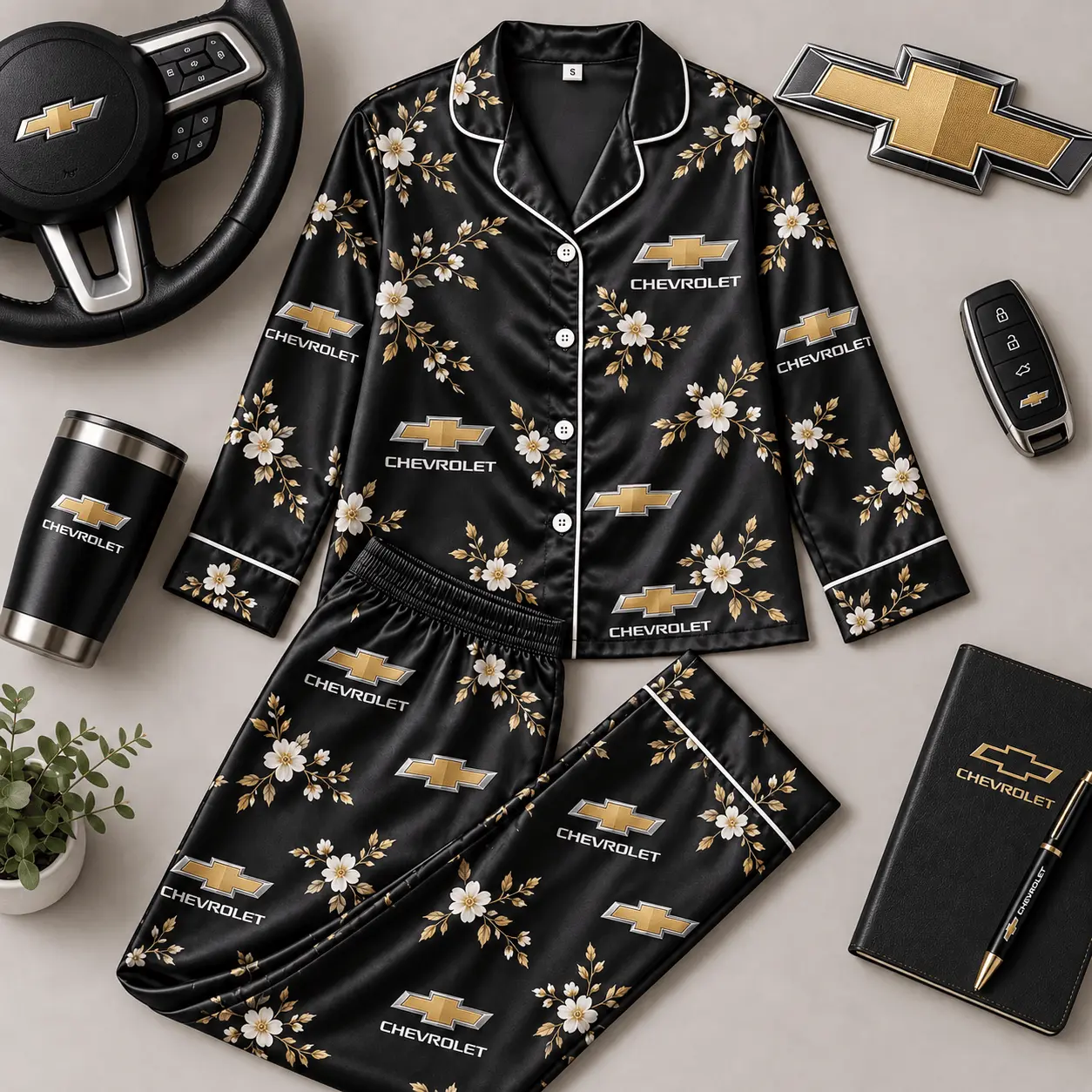 Chevrolet | Floral Satin Pajama Set