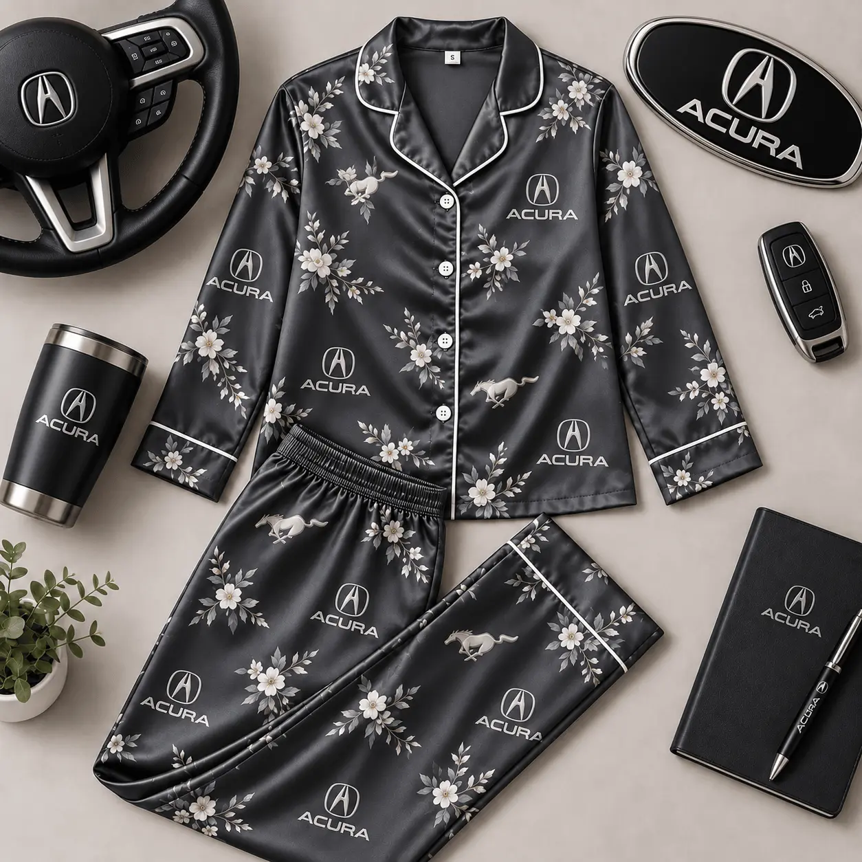 Acura | Floral Satin Pajama Set